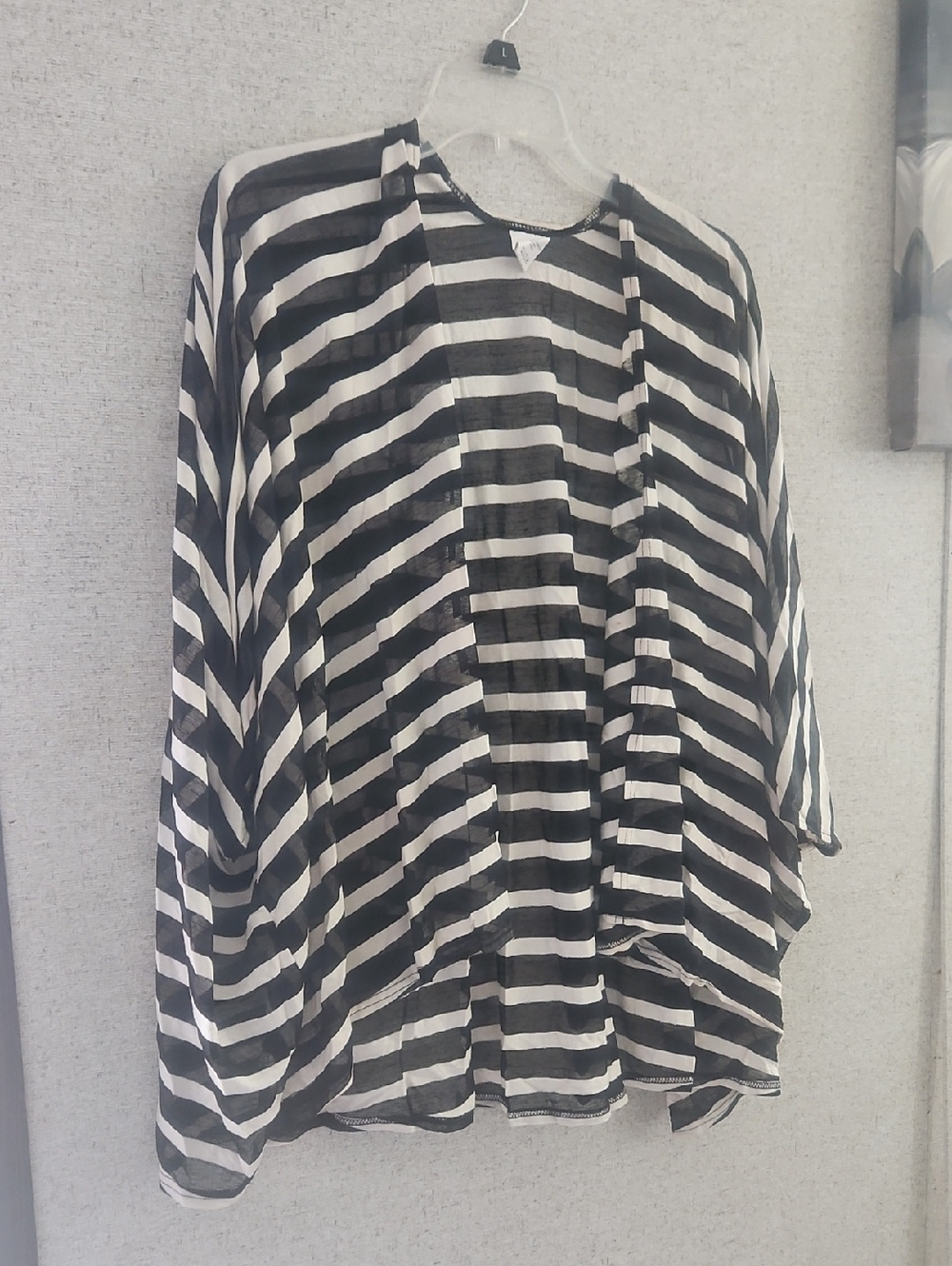 Striped Black and White Open-Front Tunic